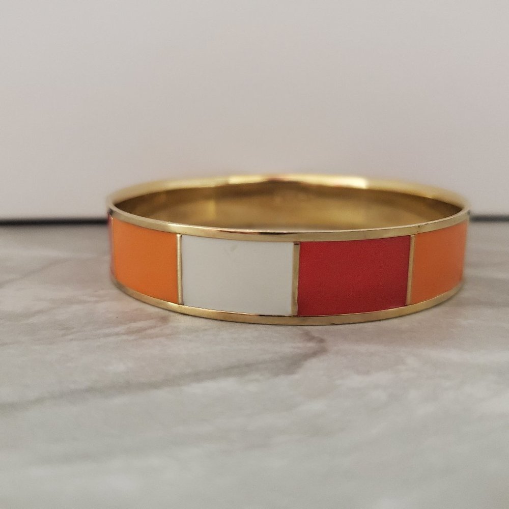J. Crew Orange, White and Red Enamel Bangle Bracelet